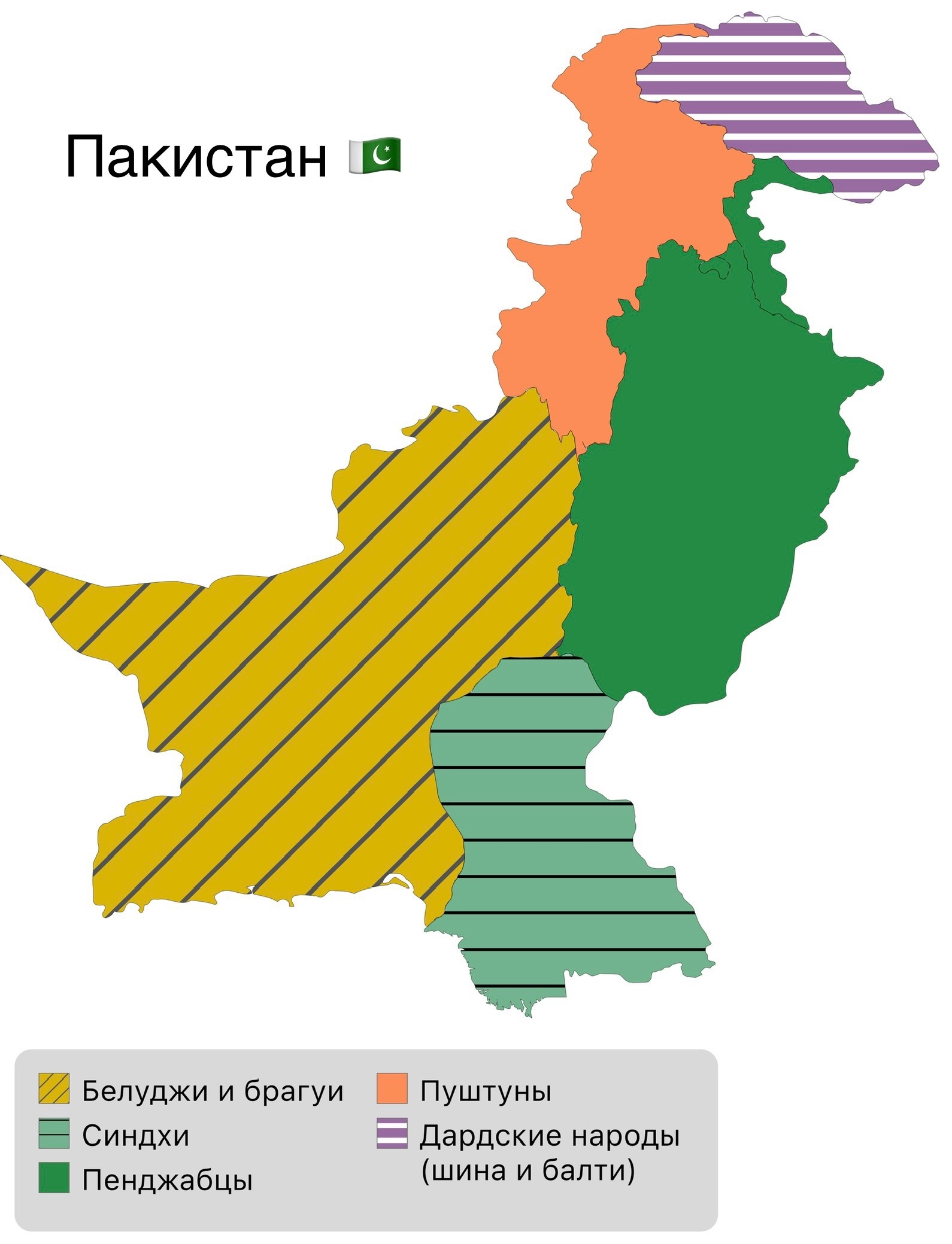 Крупнейшие этносы в регионах Афганистана, Пакистана и Ирана