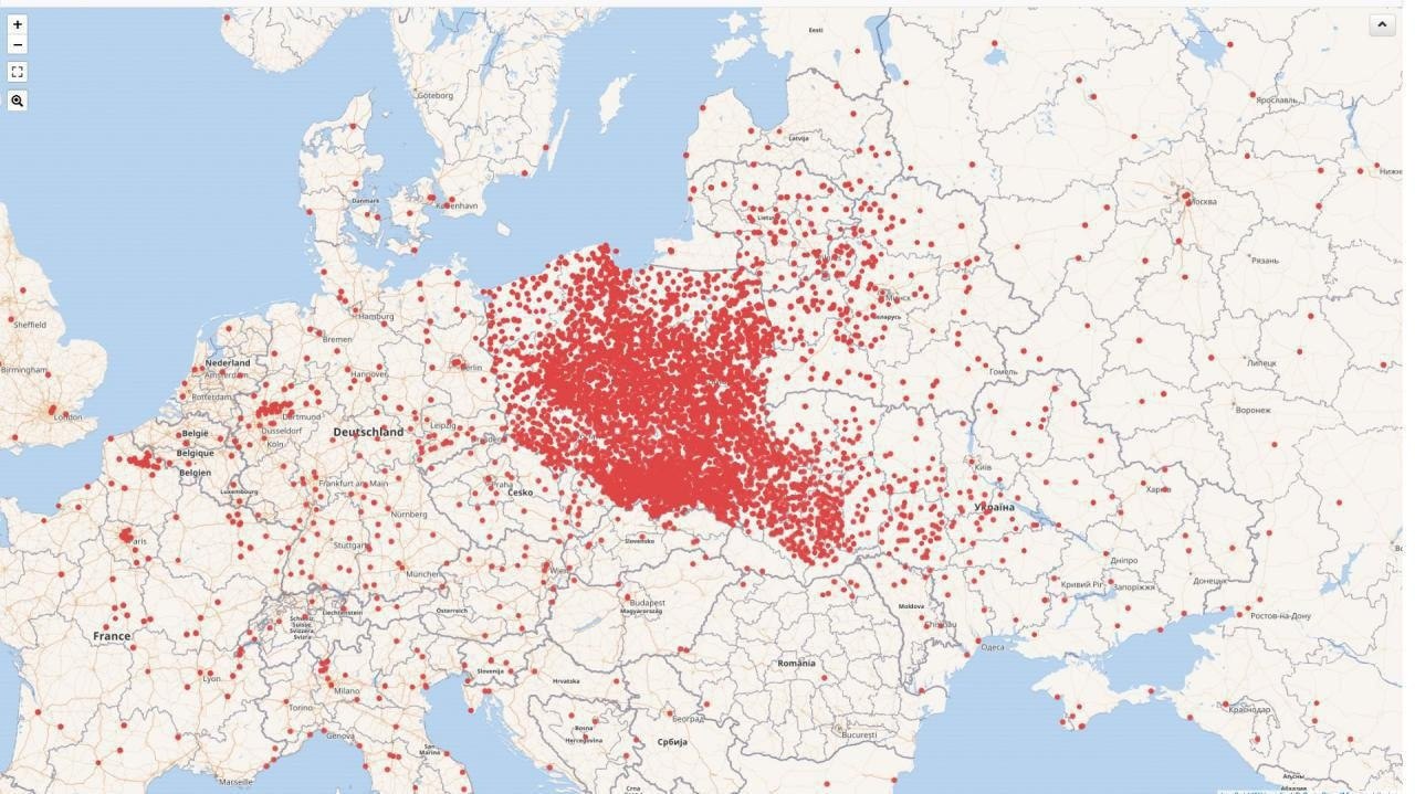 Места рождения поляков, имеющих упоминания в Википедии.