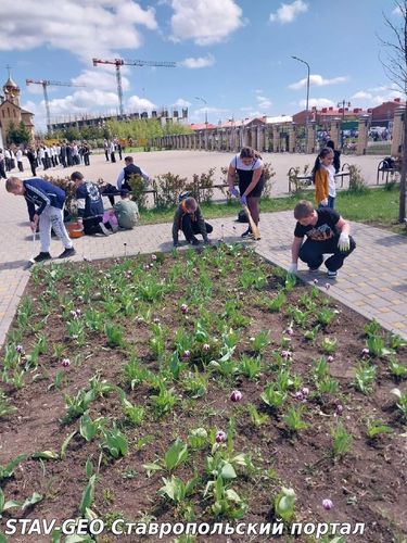 Обучающиеся и педагоги МБОУ СОШ N20 приняли участие в субботнике 
