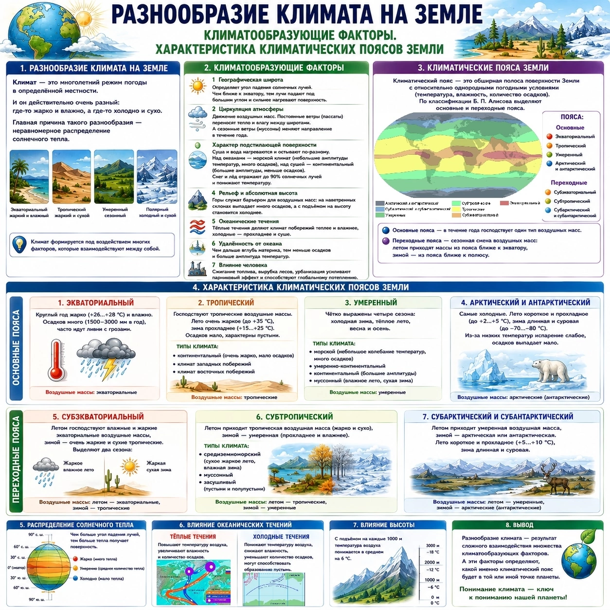 Разнообразие климата Земли: факторы и пояса
