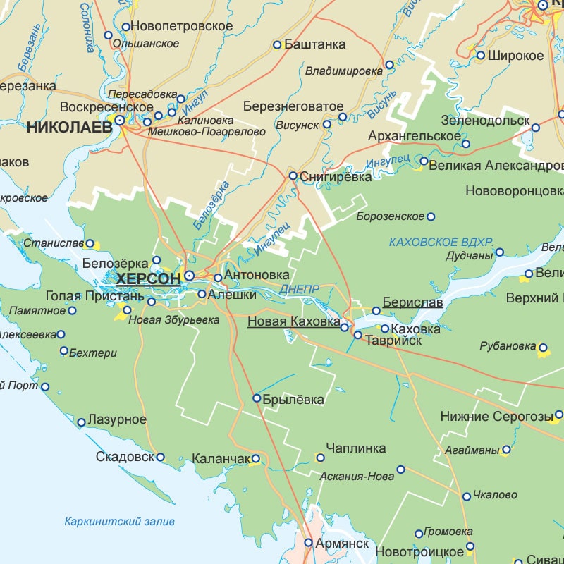 Политико-административная карта Херсонской области в составе России