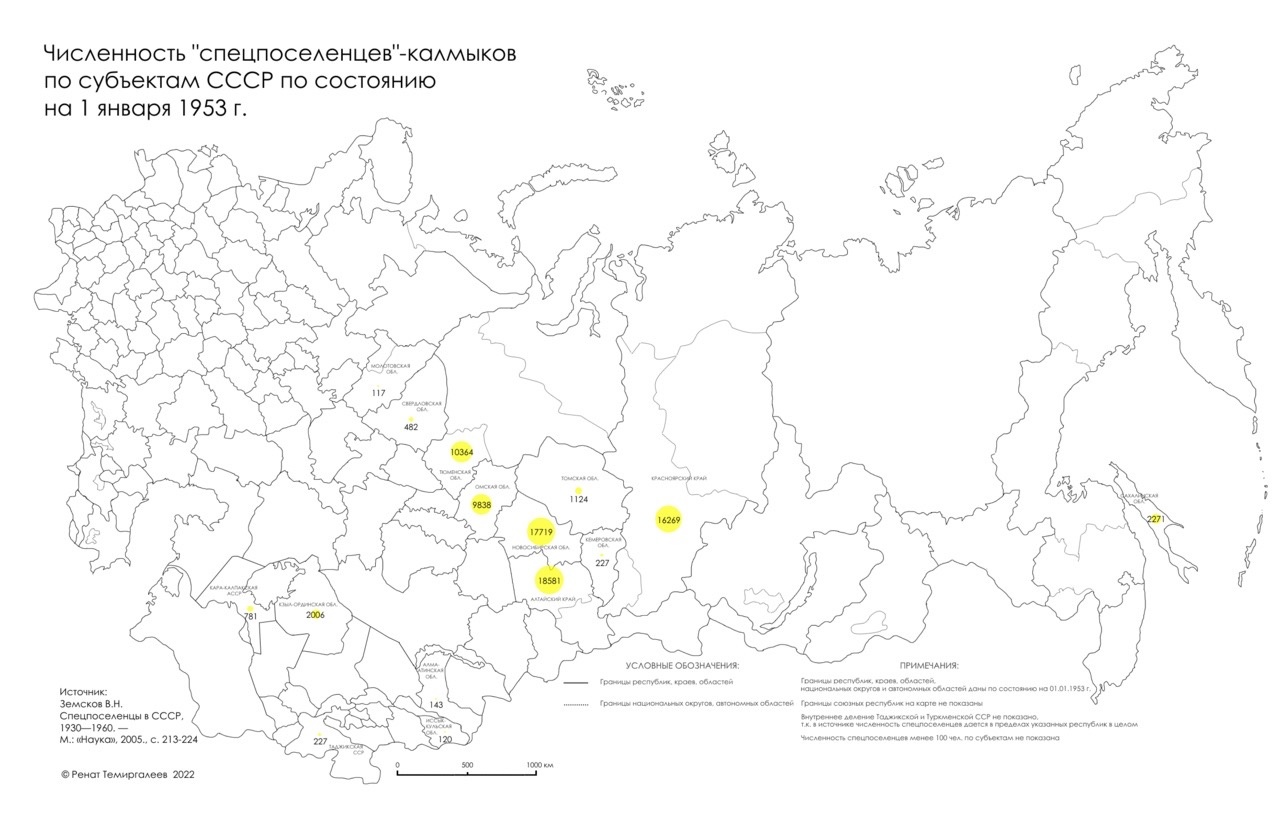 Основные районы расселения депортированных народов в 1943-44 годах