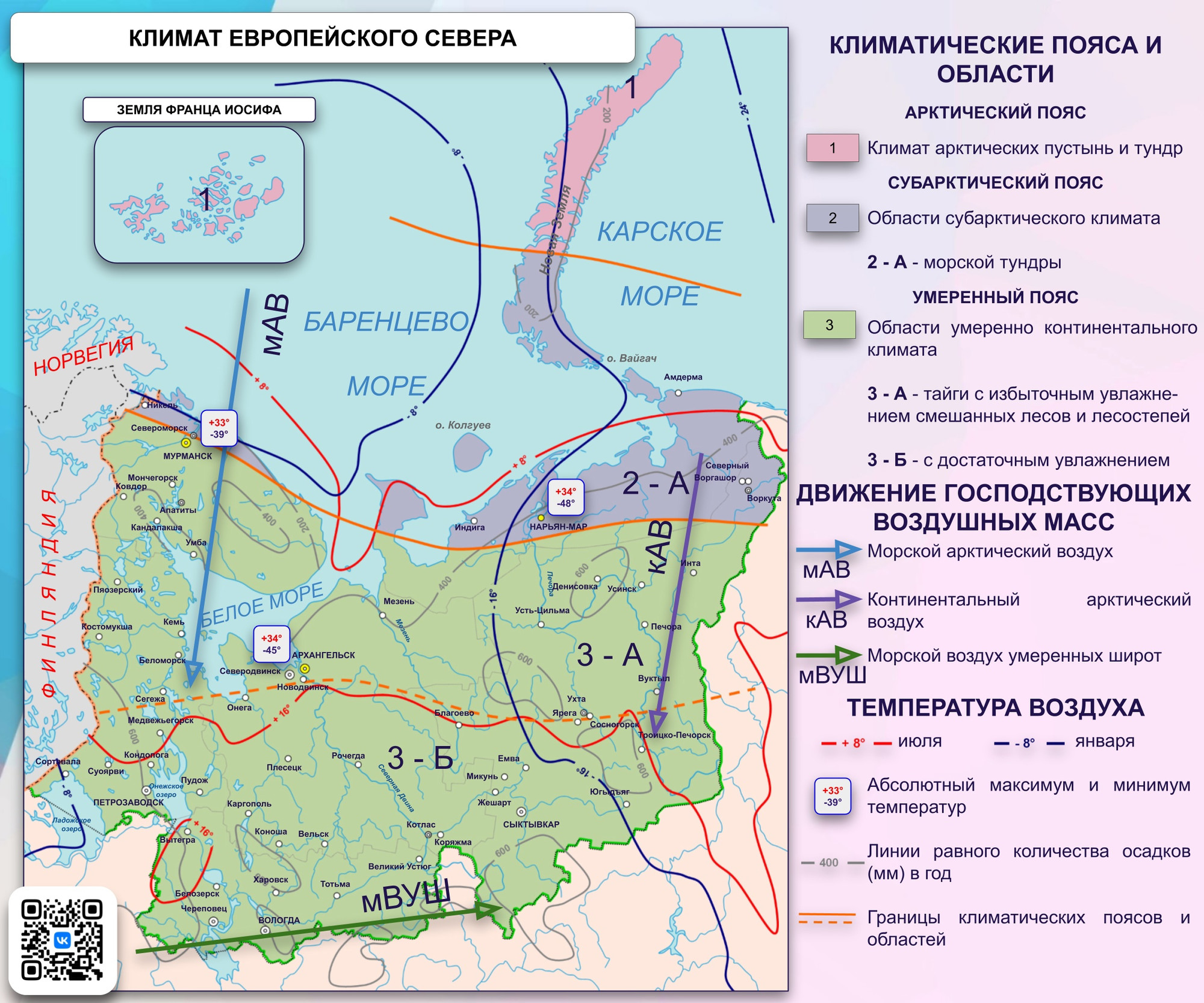 Карта Климат Европейского Севера