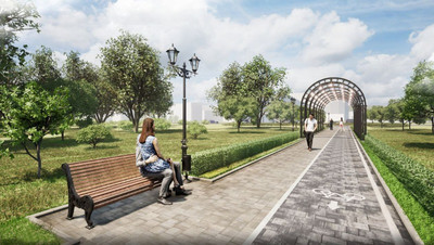 В Минводах создают новую пешеходную зону с велодорожкой и скамейками