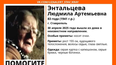 Пенсионерку в очках и серой куртке с капюшоном ищут в Ставрополе