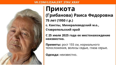 В Минераловодском округе пропала сероглазая 75-летняя пенсионерка