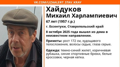 Пропавшего пенсионера в тёмно-синем жилете и белых кроссовках ищут на Ставрополье