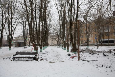 Несмотря на неустойчивую погоду в краевой столице продолжаются работы в сквере в районе лицея №8