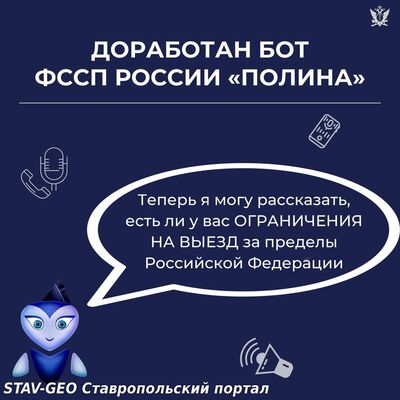 Бот ФССП России «Полина» теперь расскажет и об ограничениях в праве выезда за пределы страны