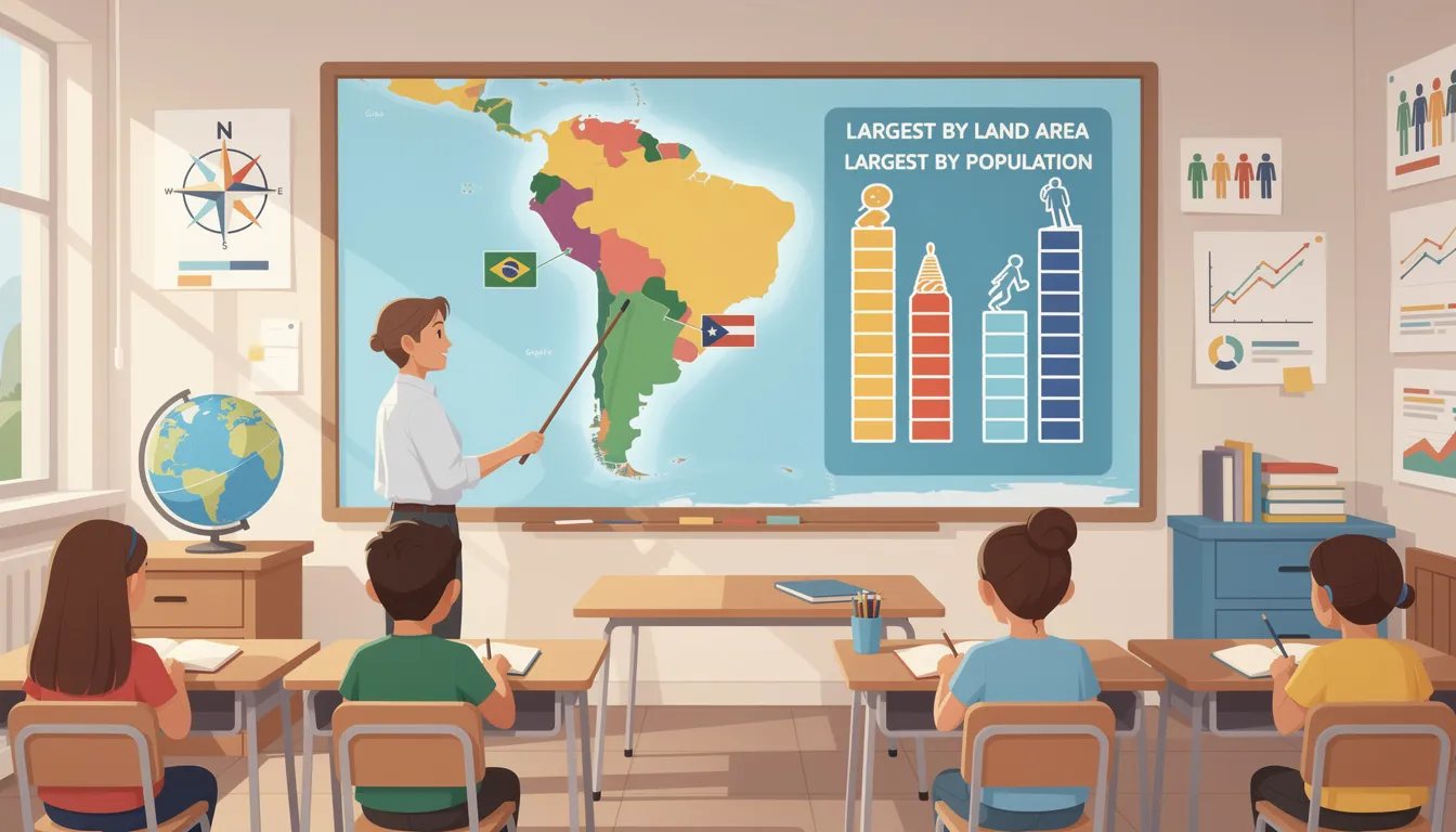 Крупнейшие страны Южной Америки по территории и населению