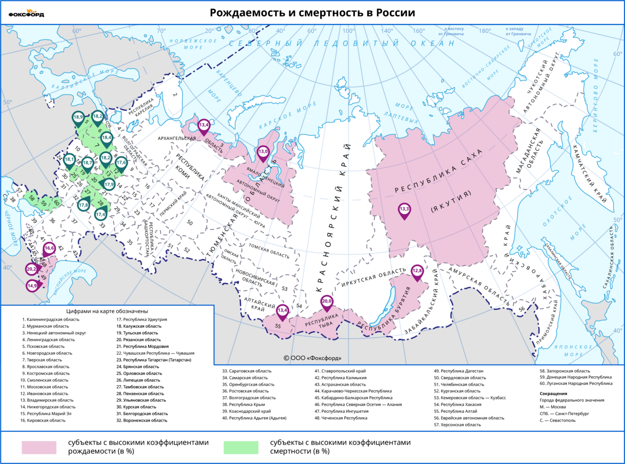 География 8 класс Естественное движение населения. Географические различия в пределах разных регионов России