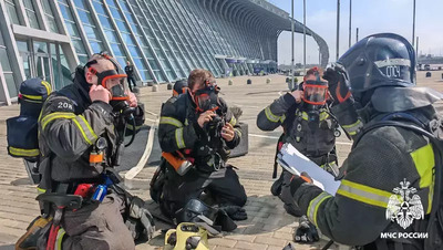 Условный пожар потушили сотрудники МЧС на учениях в «Минводы ЭКСПО»
