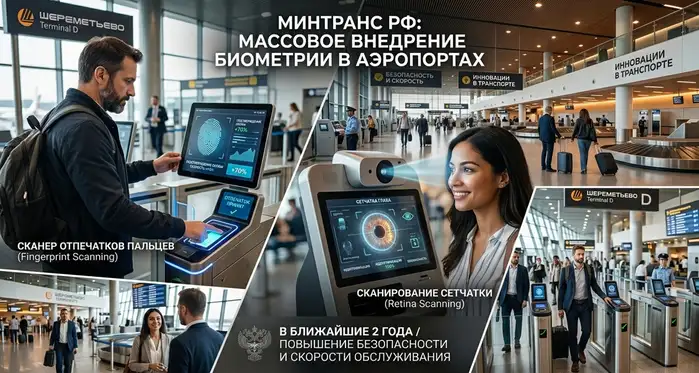 В аэропортах РФ расширят биометрический контроль пассажиров