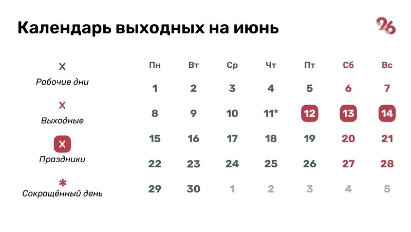Три выходных дня ждут ставропольцев в конце второй недели июня