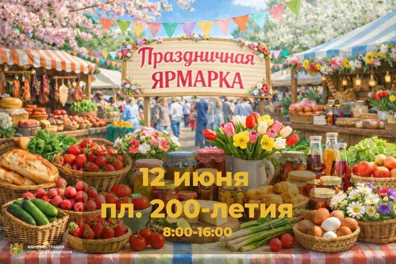 Праздничная летняя ярмарка пройдет в Ставрополе 12 июня на площади 200-летия.
