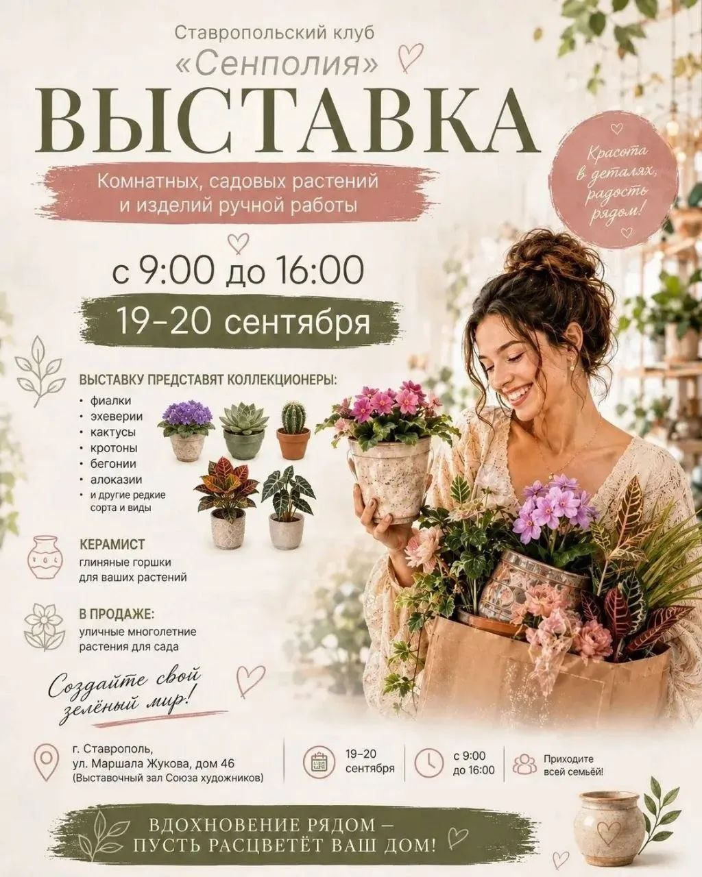 Выставка-продажа растений в Ставрополе: «Сенполия» приглашает 19–20 сентября