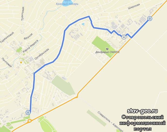 Схема движения, 1 Маршрутное такси: Новая автостанция - ОПХ Михайловск